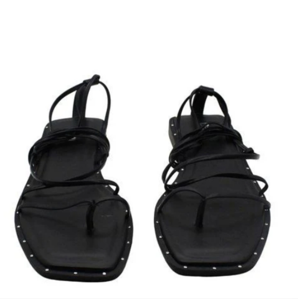 Bar III Black Metal Accent Strappy Gladiator Sandals Women's Size 6 1/2 NWOT